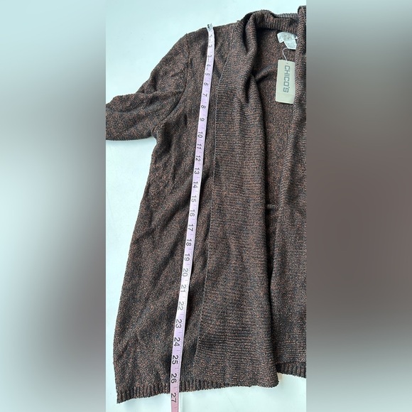 NWT Chico’s Black Orange Open Front Silk Blend Maddy Cardigan Size 3 (US XL) - Picture 5 of 8